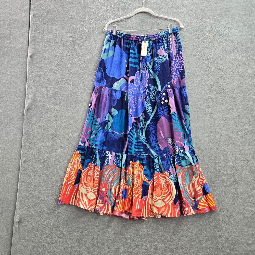 Cecilia‎ Pettersson Anthropologie Women Skirt Medium Blue Bea Tiered Maxi NWT